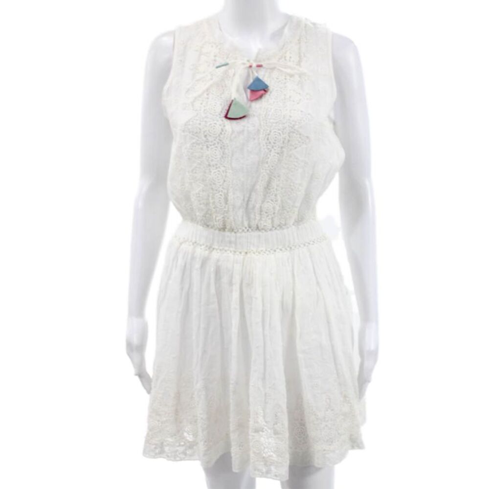 Love Shack Fancy Womens Mini Dress White Cotton Sleeveless Boho Size XS